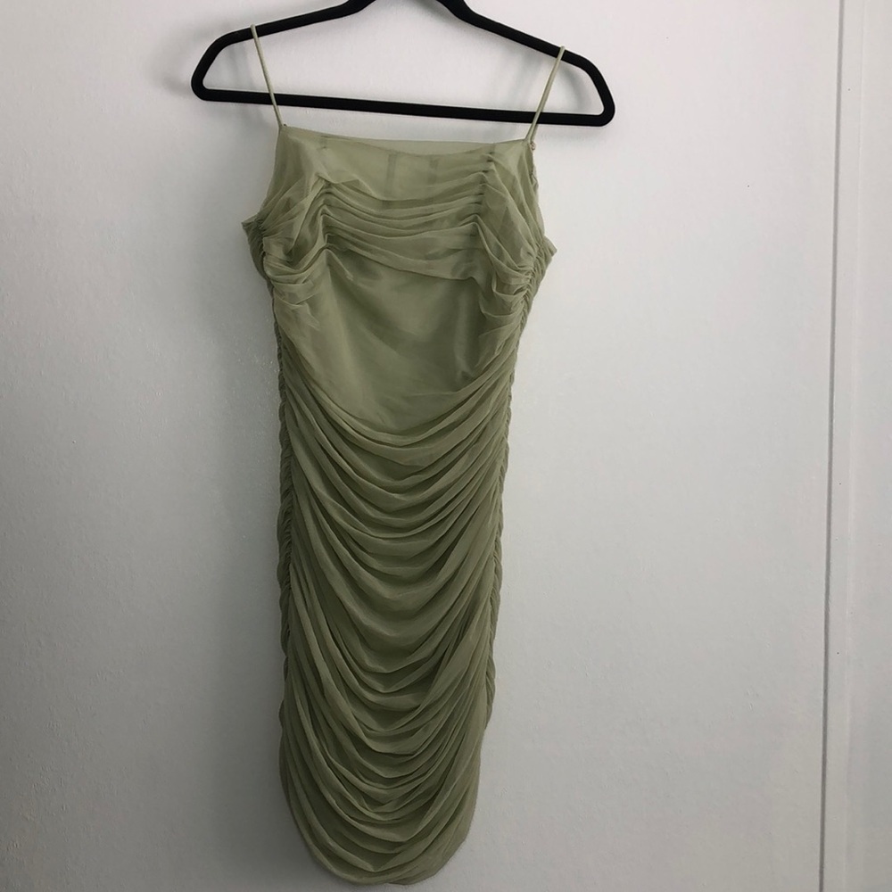J.ING Womens Mini Dress Size M Green Pastel Sheer Cinched Cocktail Date Night